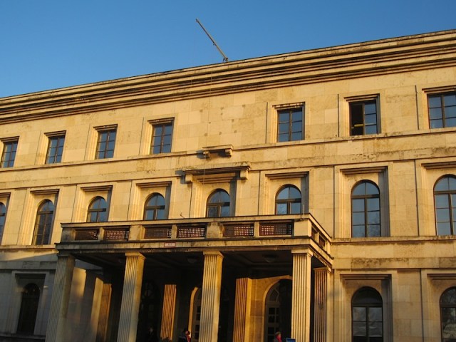The exterior of the present building. Naturally the eagle and swastika shown in the previous photograph have gone. 