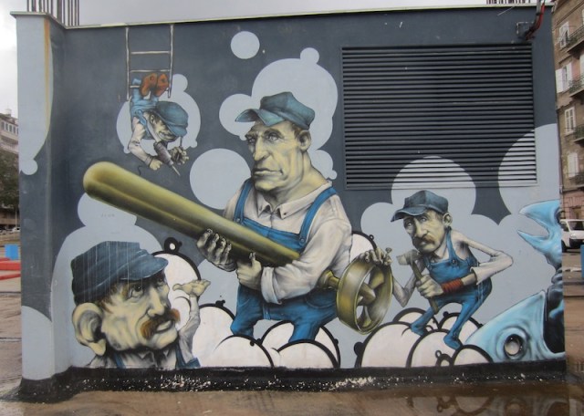 Amazing mural standing about three metres high. 