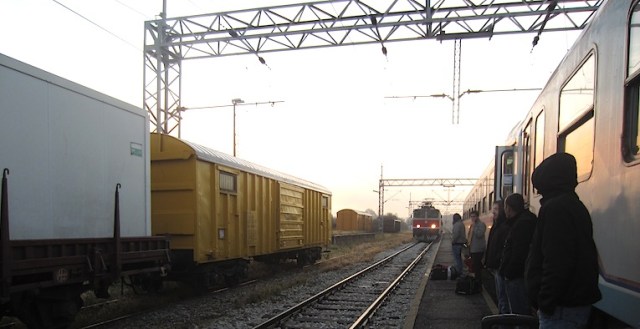 Standing well back as the rescue train approaches. 