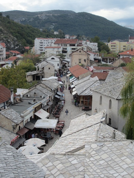 A view along the main tourist walk on the eastern side of the bridge. 