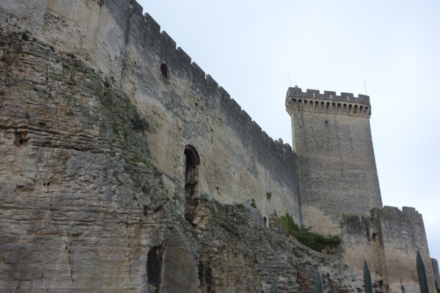 The notched battlements (crenelation) of the Beaucaire Castle. 