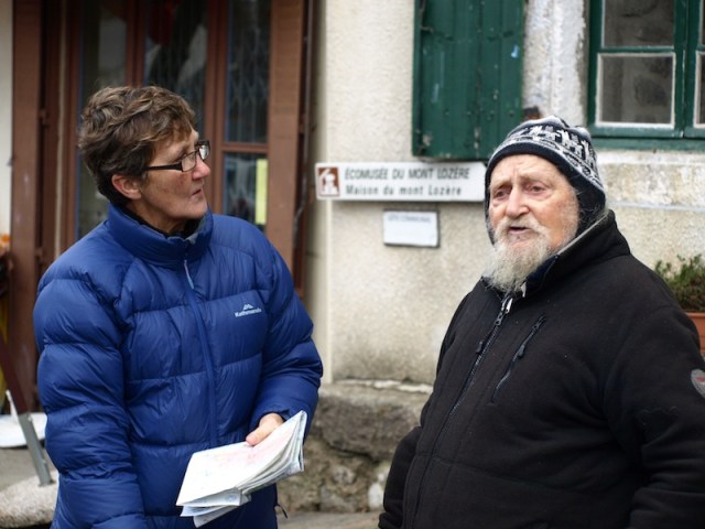 Bev getting directions.