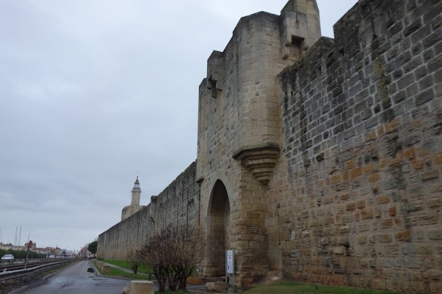 A portion of the town curtain wall. The squared stone is called ashlar.