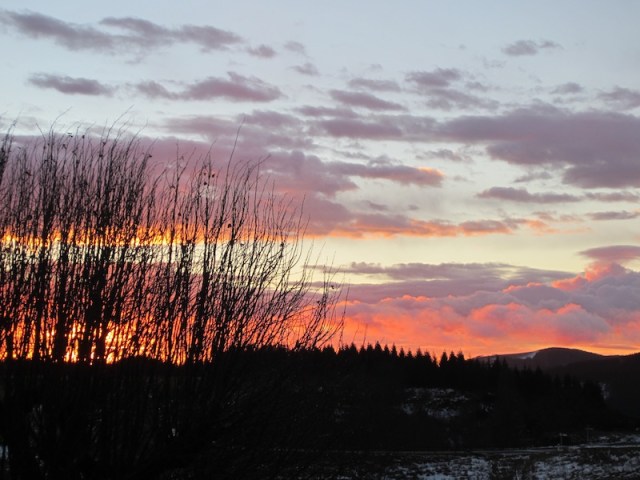 Sunrise from our bedroom window in the Relais de Modestine hotel. 