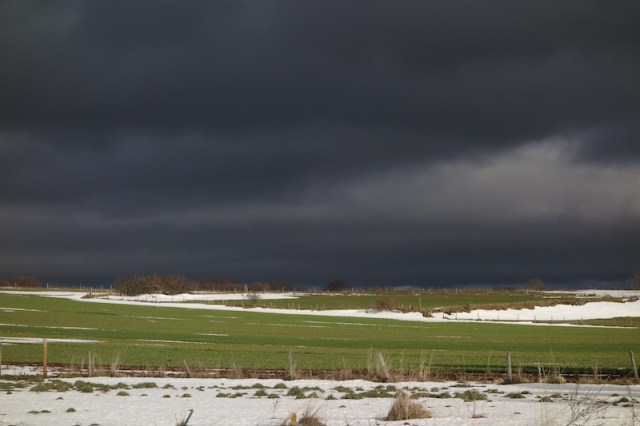 A storm about to envelop our lunch spot. This image has not been doctored, it was really black.