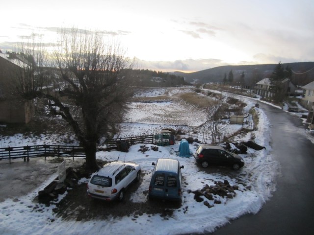 The carpark early this morning. Our Fiat is on the right. 