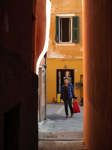 Returning from the corner store. 