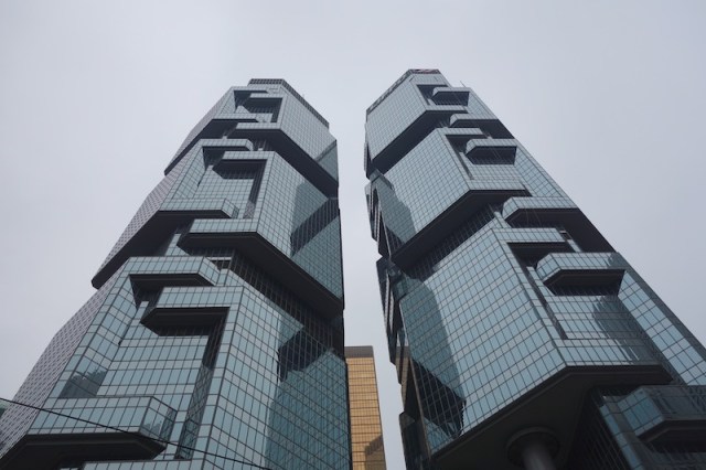 This is not the Ritz-Carlton but one of the many glass cloudscrapers in Hong Kong. 