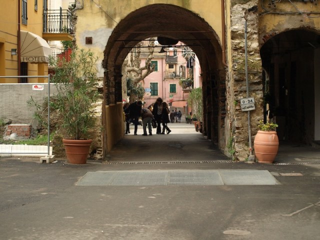 There is a creek is under this archway.