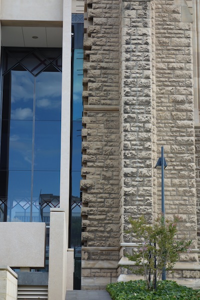 Close-up of the old and new. 