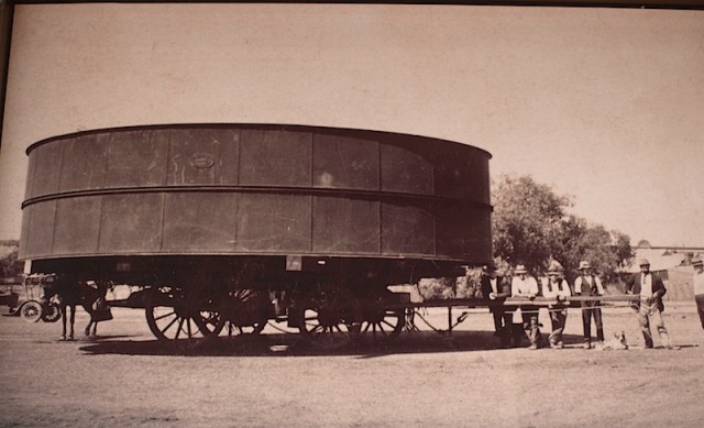 Wide load in horse-drawn vehicle days. 