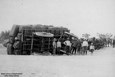 Bad news! Wool wagon in a precarious position. 