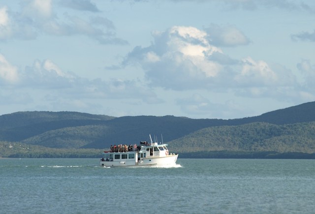 ‘Australia Fair’, the ferry from Horn Island to Thursday Island. Prince of Wales Island in the background.