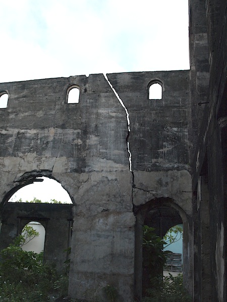 Cracks appeared before the church was finished.