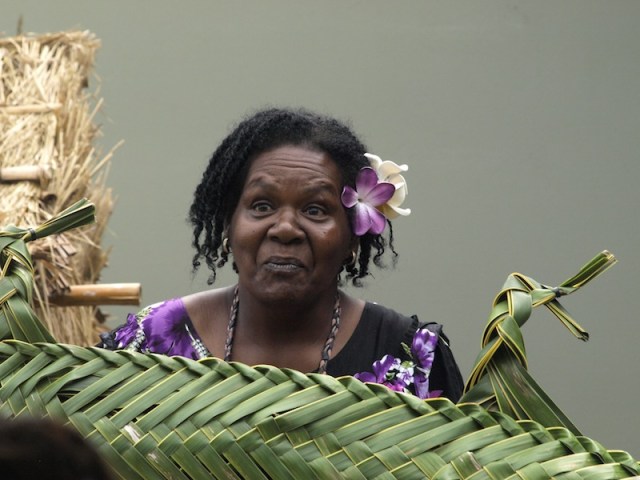 Storyteller Betty at the re-opening of the Gab Tatui Cultural Centre Thursday Island.