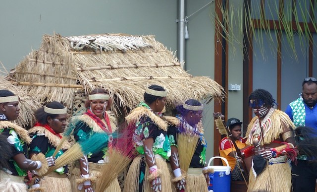 Dancers from Sabai Island getting ready to do what appeared to be the sweeping the floor dance!