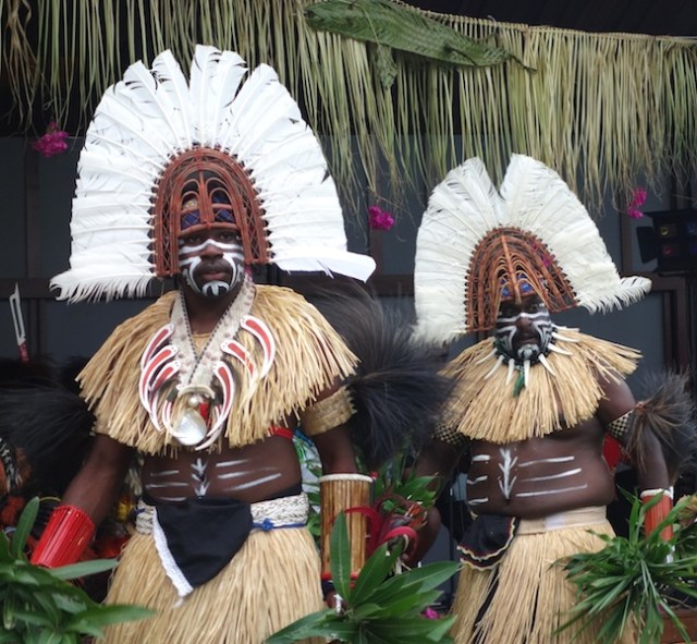 Sabai Island warriors in dancing garb at the cultural centre.