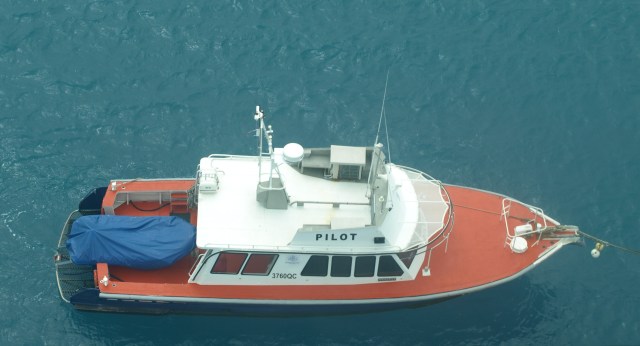 P.V.Archer, the Torres Pilots vessel at anchor off Poruma Island. 