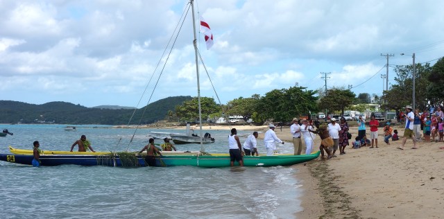 Re-enactment of the ‘Coming of the Light’ on Thursday Island this year.