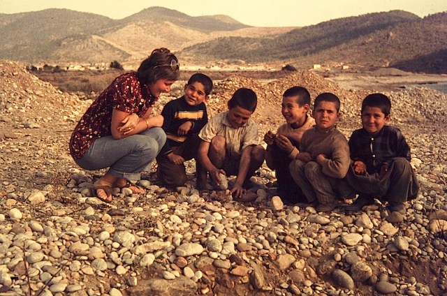 Bev having a chat with young locals along the south coast of Turkey during our return east from Syria. 