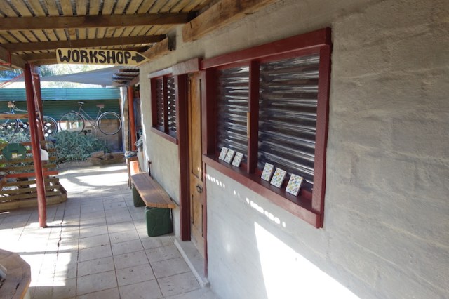 Entrance to our ceramic workshop. The paths are not concrete but stabilised earth. To see what is made in the workshop go to www.claycraft.com.au