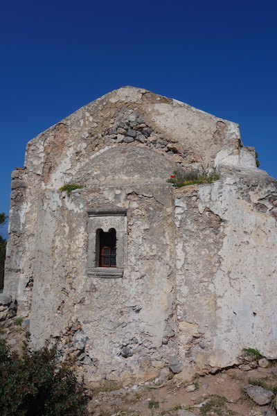 Church within the walls of Chora Castle. There are over four hundred churches on Kythera. 