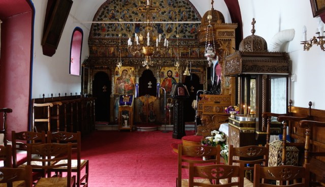 Inside the small well-preserved Church of Estavromenos. 
