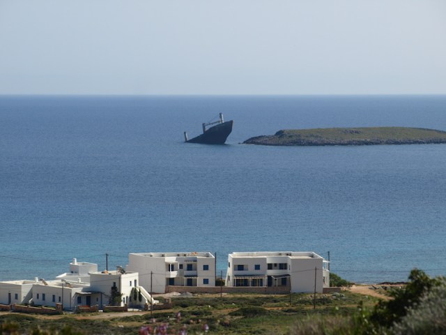 The grounded Nordland. The stern is sitting in approximately 30 metres of water.