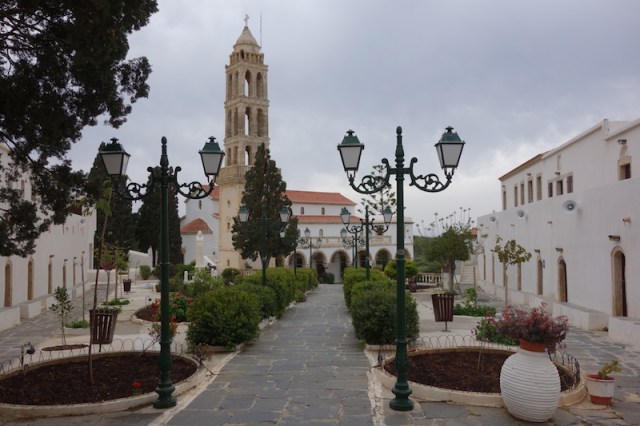 Inside the walls of the Myrtidiotissa Monastery where Madonna of the Myrtle spends most of her time. 