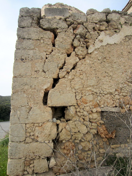 Older building damage. The quoins did their job and held the corner together. 