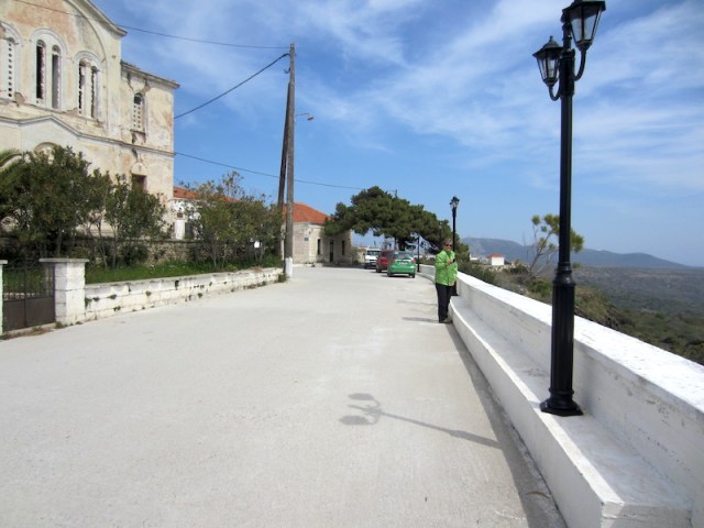 Village street. During the earthquake half of this road fell down the mountainside. 