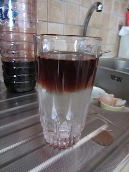 There you have it, wine floating on water. A neat trick if you want to drink wine diluted with water. 