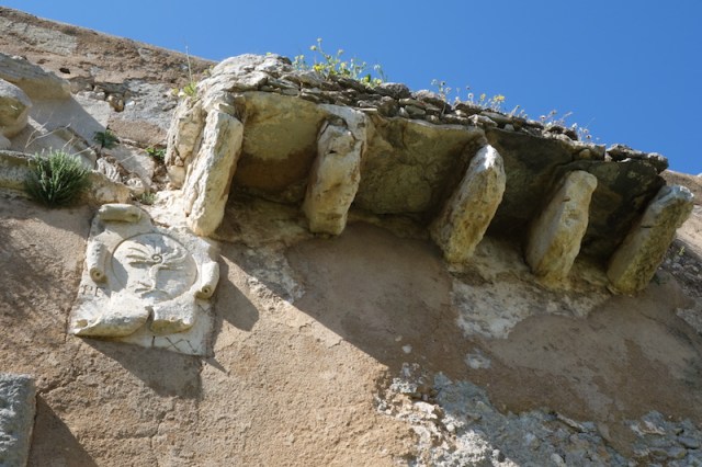 A primitive verandah viewed from underneath.