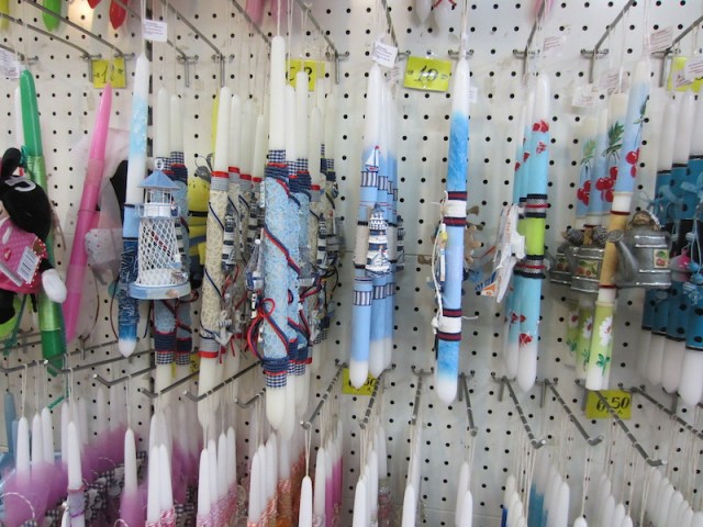 A few of the thousands of candles for sale. It’s a shame to burn them. 