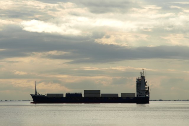 Probably an inter island container ship. 