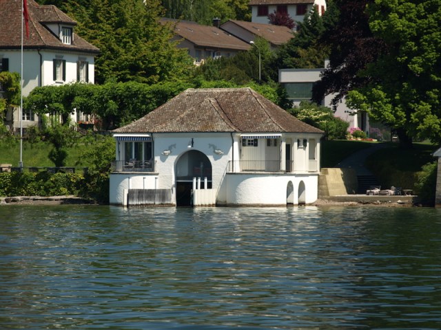  An authentic boathouse on the foreshores of Lake Zurich. 