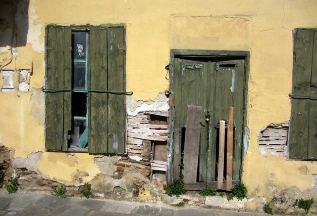Lath and plaster wall.
