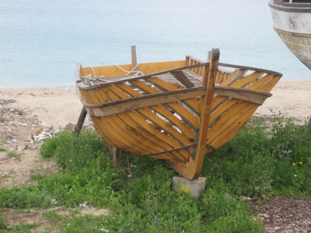 A frame ready for planking. 