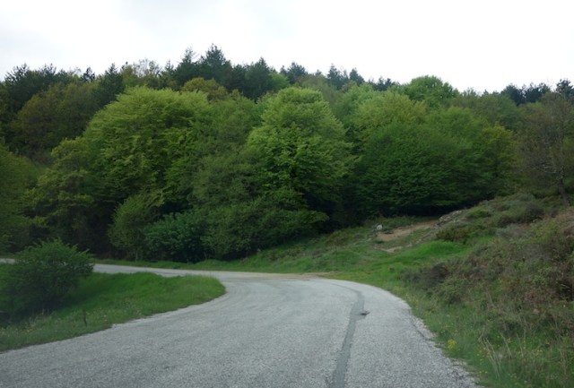 The road over the mountains. The backfilled trench is where optical fibre cables were buried. In places the trench has slumped, creating a deep trench that would be a hazard for cyclists! 