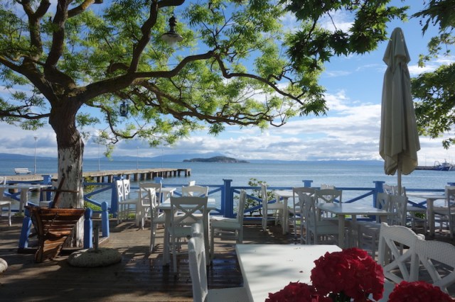 Peaceful view from a beachside restaurant. 
