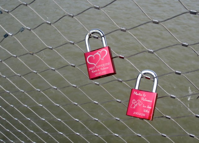Lovers’ locks on the bridge. I’m wondering if the lovers split do they unlock the lock and throw it in the river. 