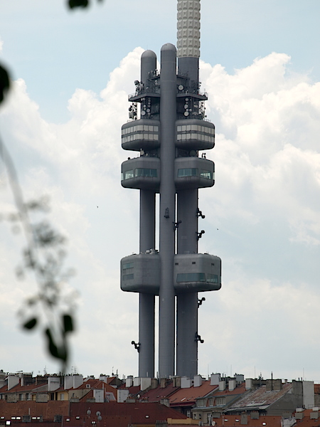 Babies crawling up the TV tower. 