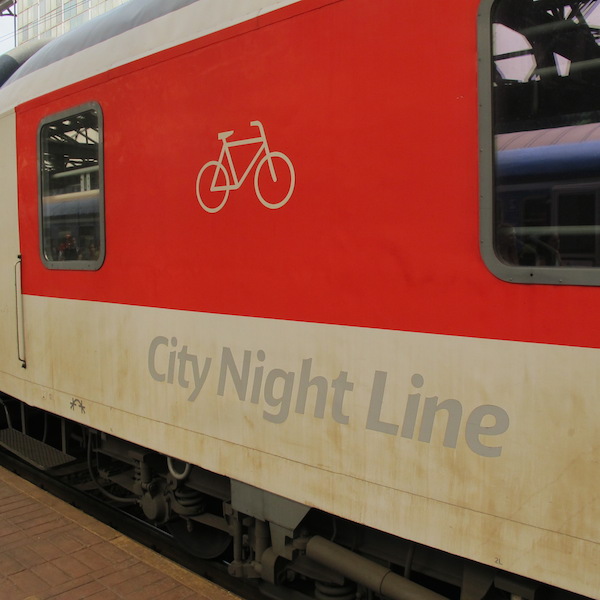 City Night Line cycle carriage. The outside of some German trains look a bit grubby but the inside was clean and comfortable.