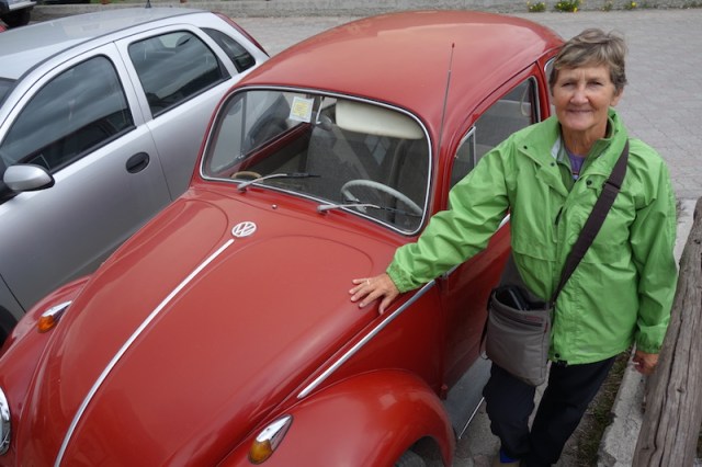 A red Beetle like our ‘Volvee’. The only difference between this one and the one we travelled in was ours had a sun roof. I’m sure Bev would love to have a Beetle once again. 