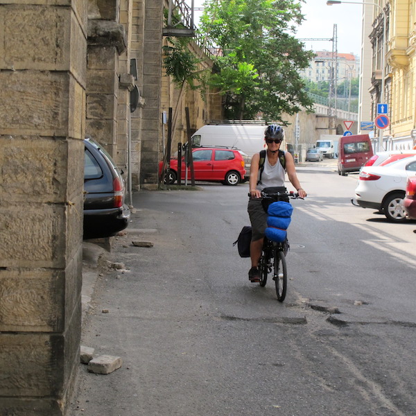 Negotiating the potholes on the way to our guesthouse. 
