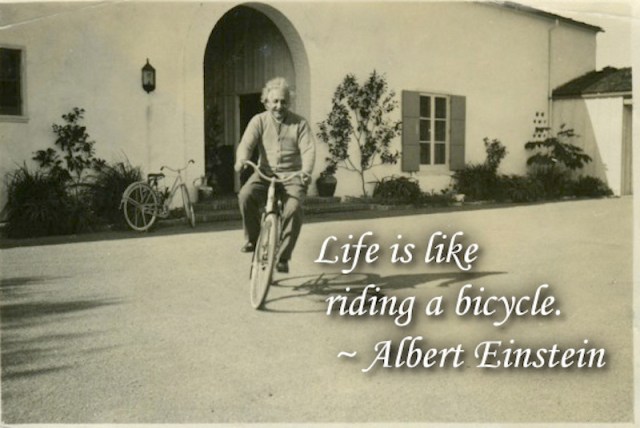 Einstein on his bike 1930. 