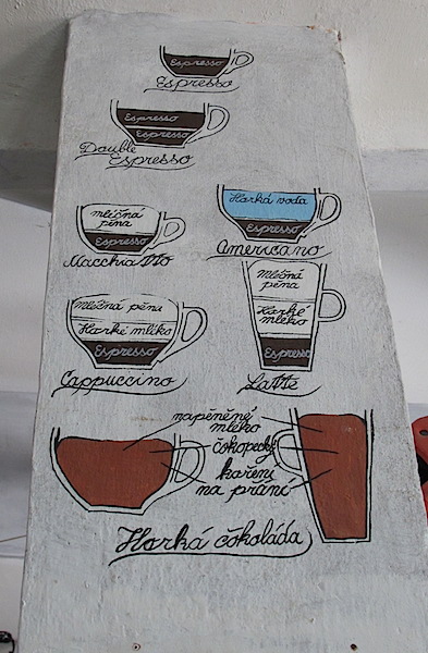 Explanation as to what coffee is what. 