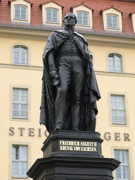 King Frederick Augustus ll, ruler of Saxony (1836-1854), dusted off and touched up, stands in all his glory. 