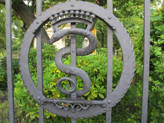 Typical snake symbol on a front gate. 