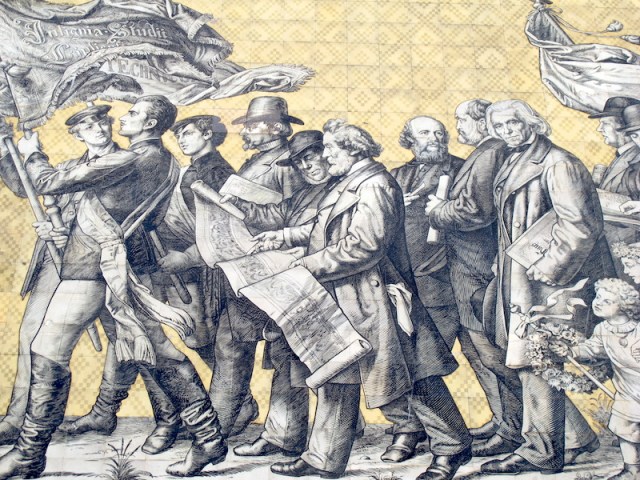 Here is a section of the wall showing the city planners. 